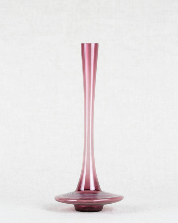 Lila Rauchglas Vase mit Langhals und Muster