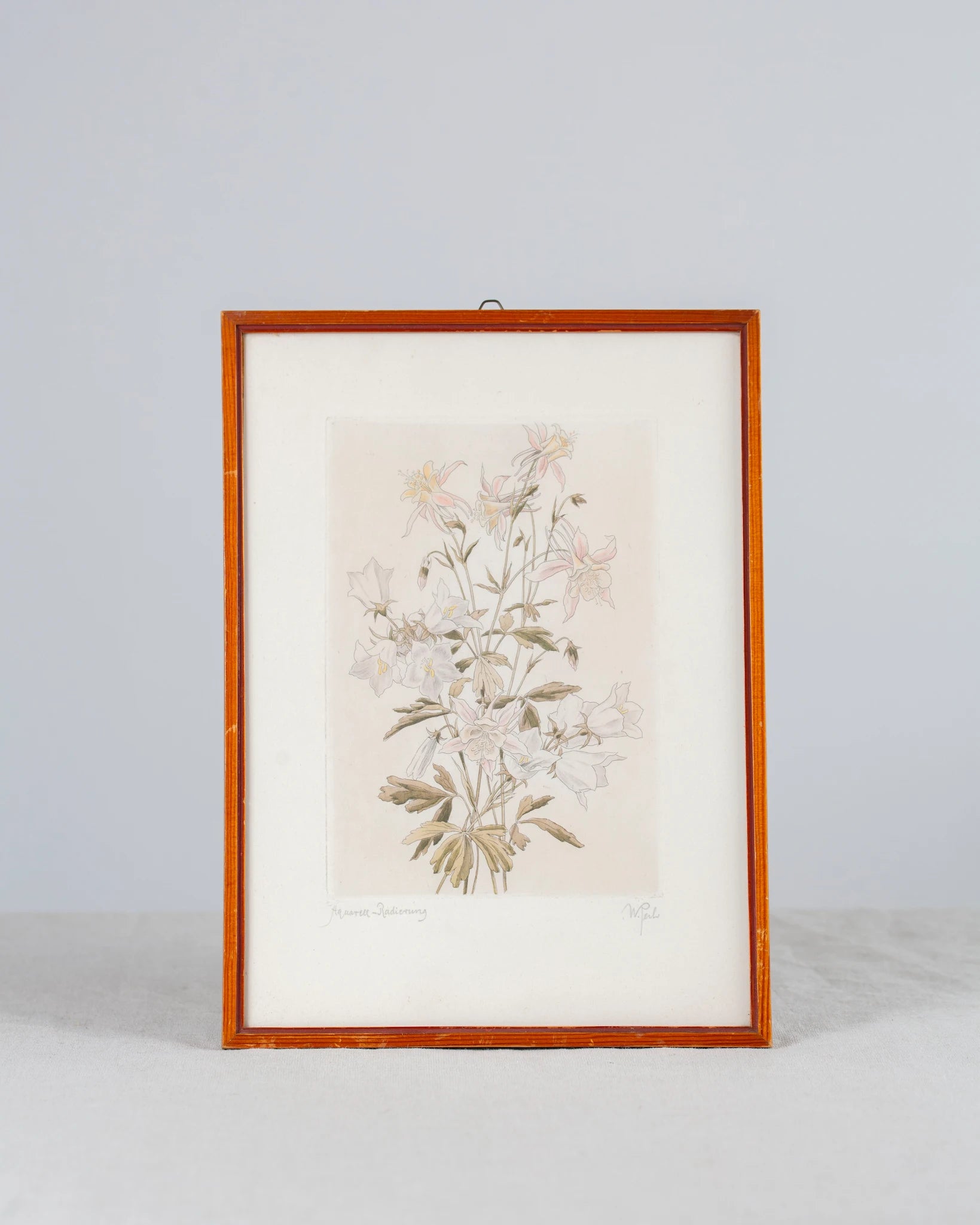 radierung-kunst-wilhelm-pech-aquarell-bilderrahmen-sommer-vintage