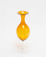 bernsteinfarbene Glaskunst Vase mit Rüschenrand