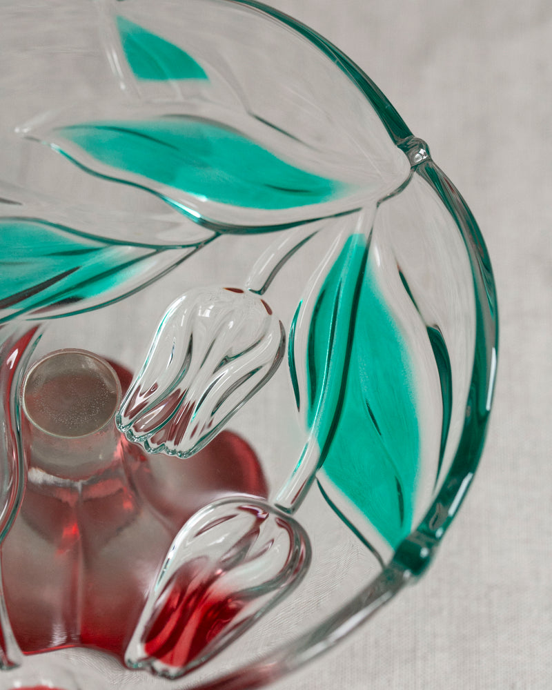 Glasschale mit Tulpenverzierung