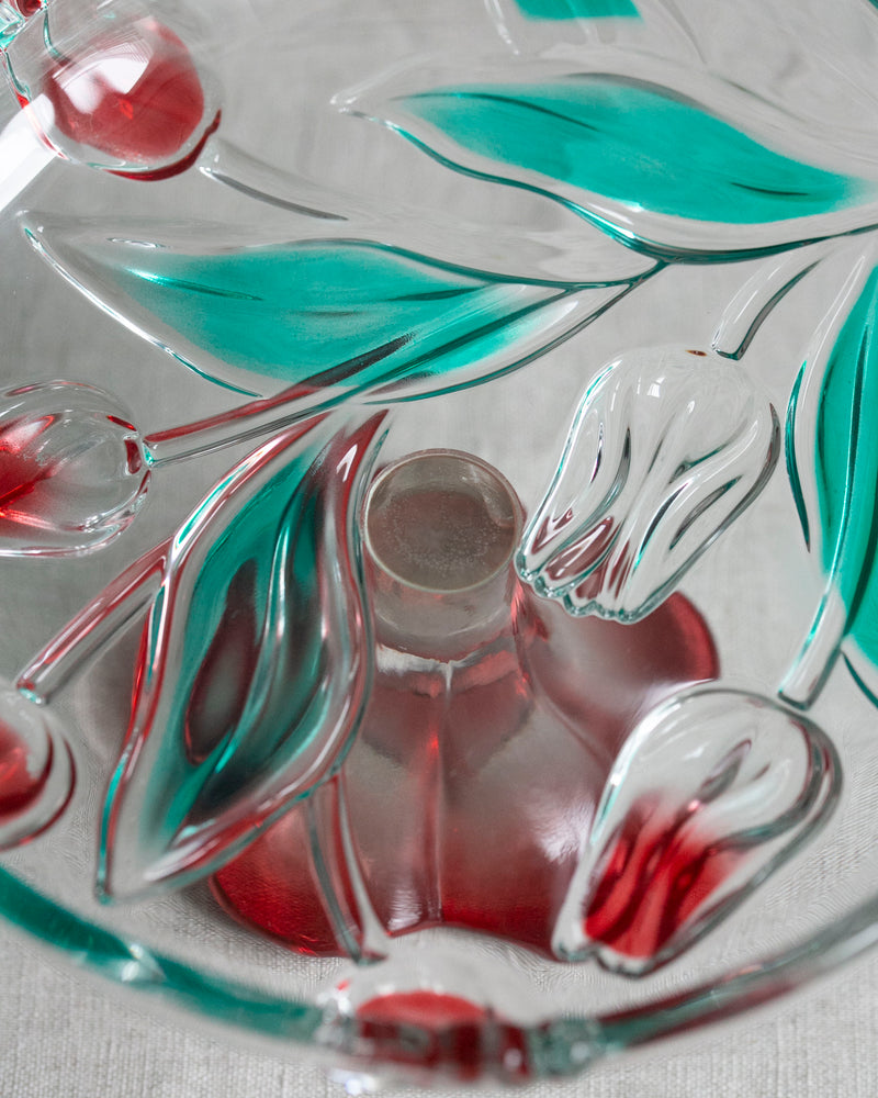 Glasschale mit Tulpenverzierung