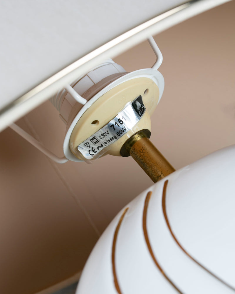 Vintage Porzellan Tischlampe Weiß Goldverziert im Jugendstil